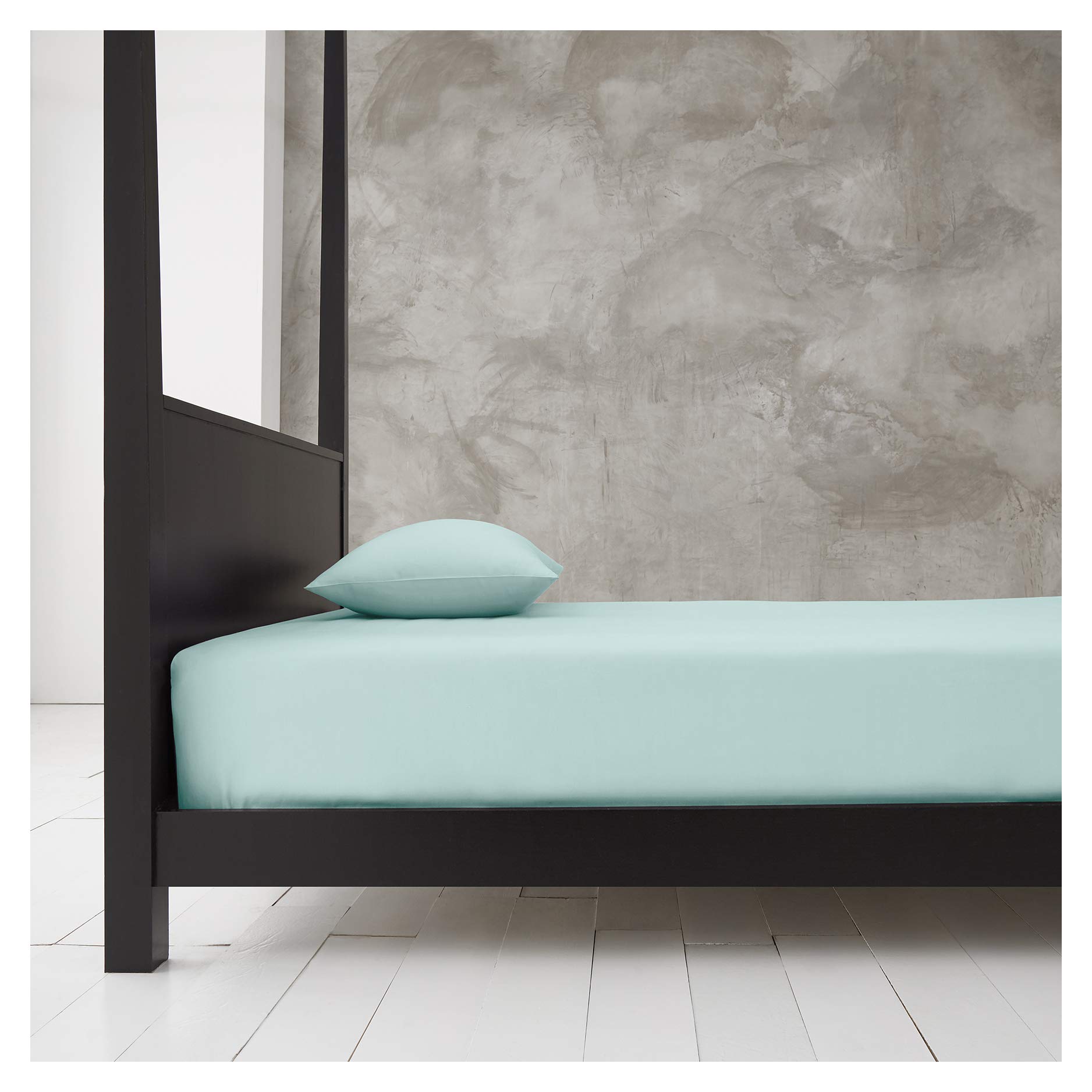 Premium Deep Fitted Sheet King Size, Polycotton Bed Sheets, Non Iron Plain Dyed Bedding, Aqua