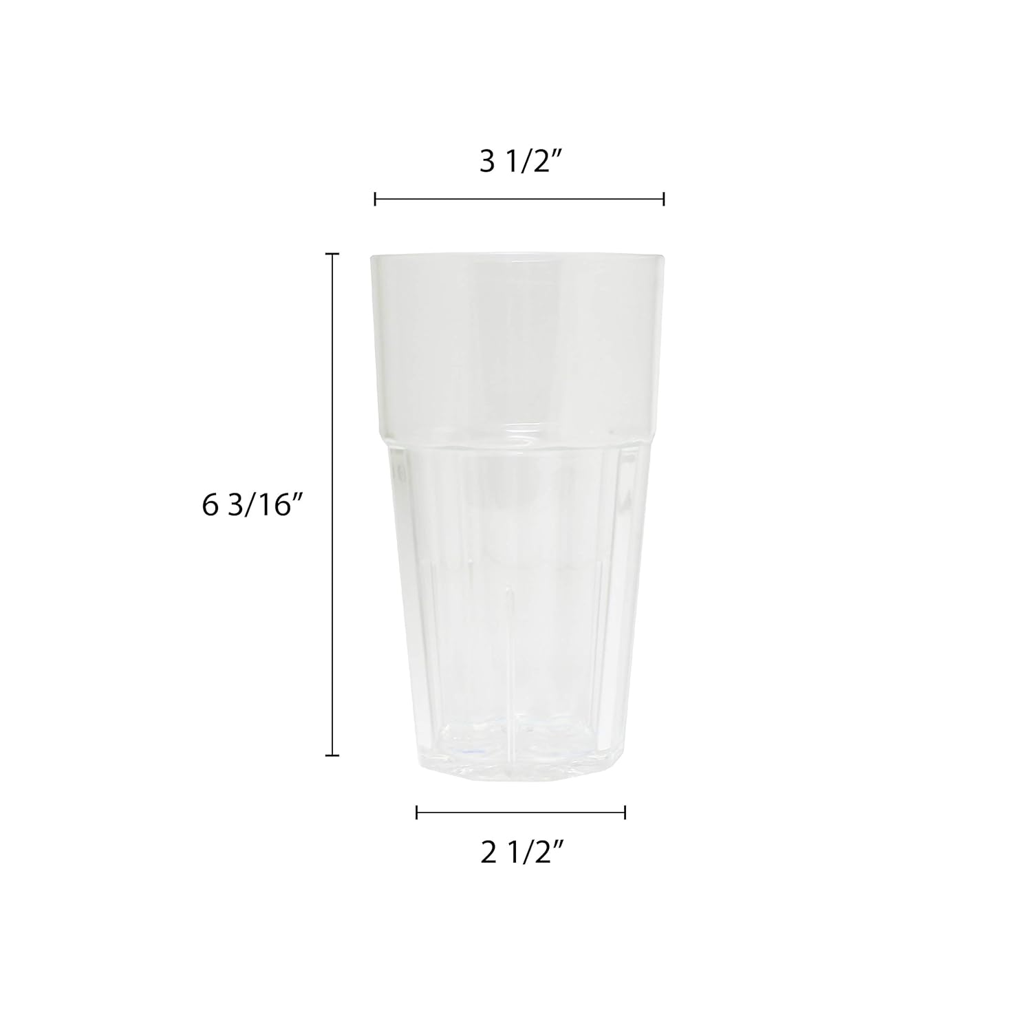 Thunder Group PLPCTB120CL Tumbler, 20 oz. (22 oz. Rim Full), Break-Resistant, Stackable, Anti-jam Locking tabs, Starburst® Pattern Base, Polycarbonate, Diamond, Clear, Pack of 12