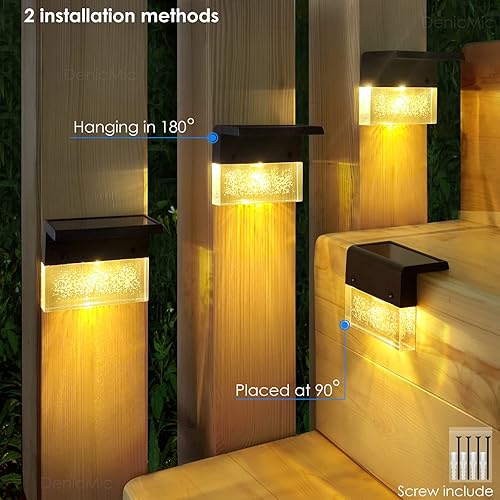 Miniatura 6 de DenicMic Luces solares de cubierta para exteriores, luces solares para escalón, barandilla, pared, lado de la piscina, LED impermeable blanco cálido