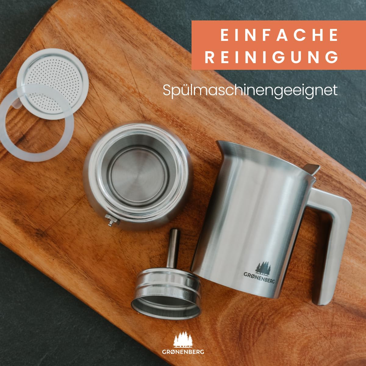 Groenenberg Spar Set 5 | Espressokocher Edelstahl 4 Tassen + Espressotassen | Induktion Espressokanne (200ml)