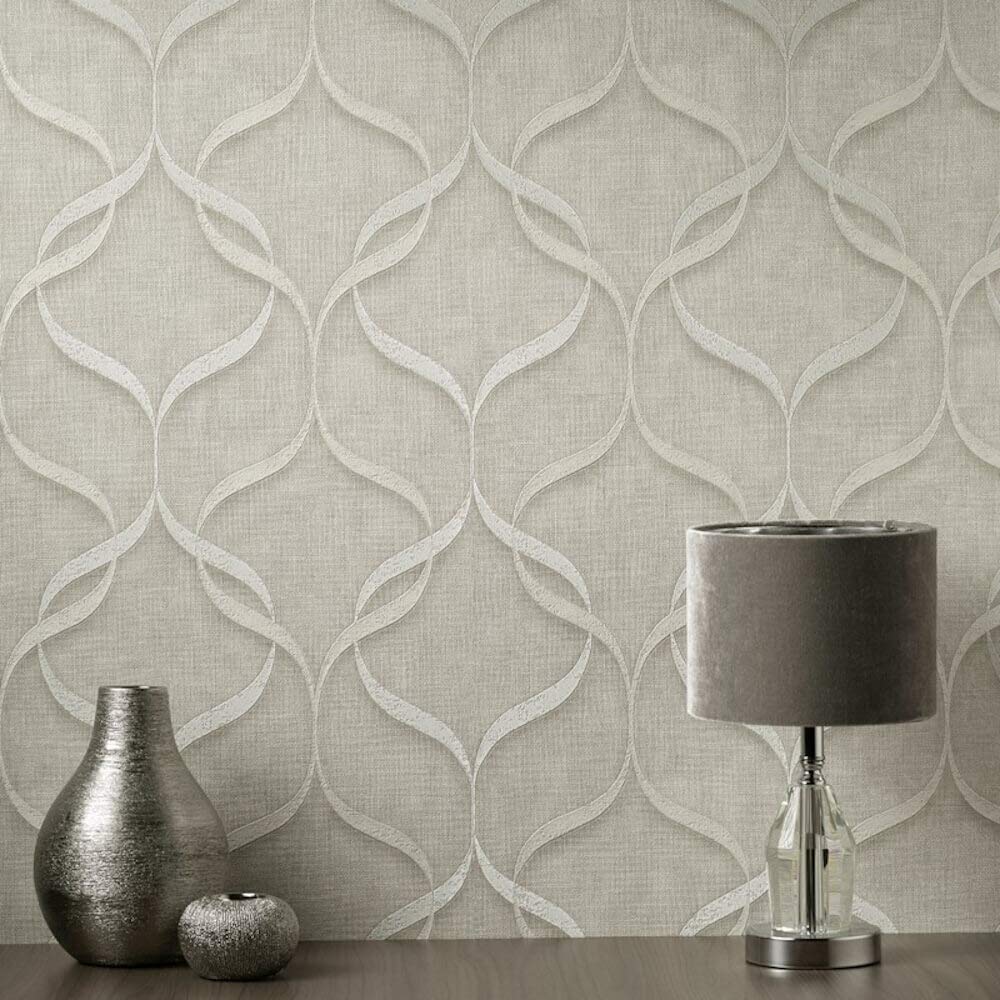 Fine Decor Milano Wave Wallpaper - Stone
