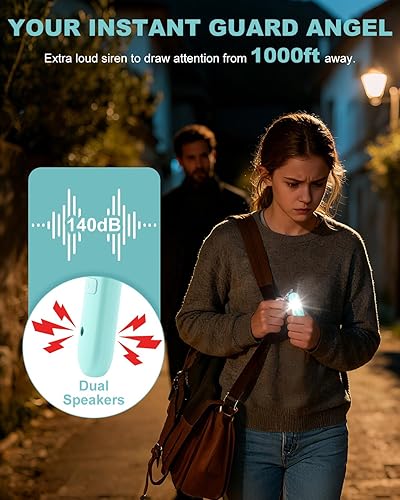Miniatura 2 de Alarma de seguridad personal para mujeres, alarma de seguridad recargable impermeable, sirena extra fuerte de 140 dB con luz estroboscópica SOS,