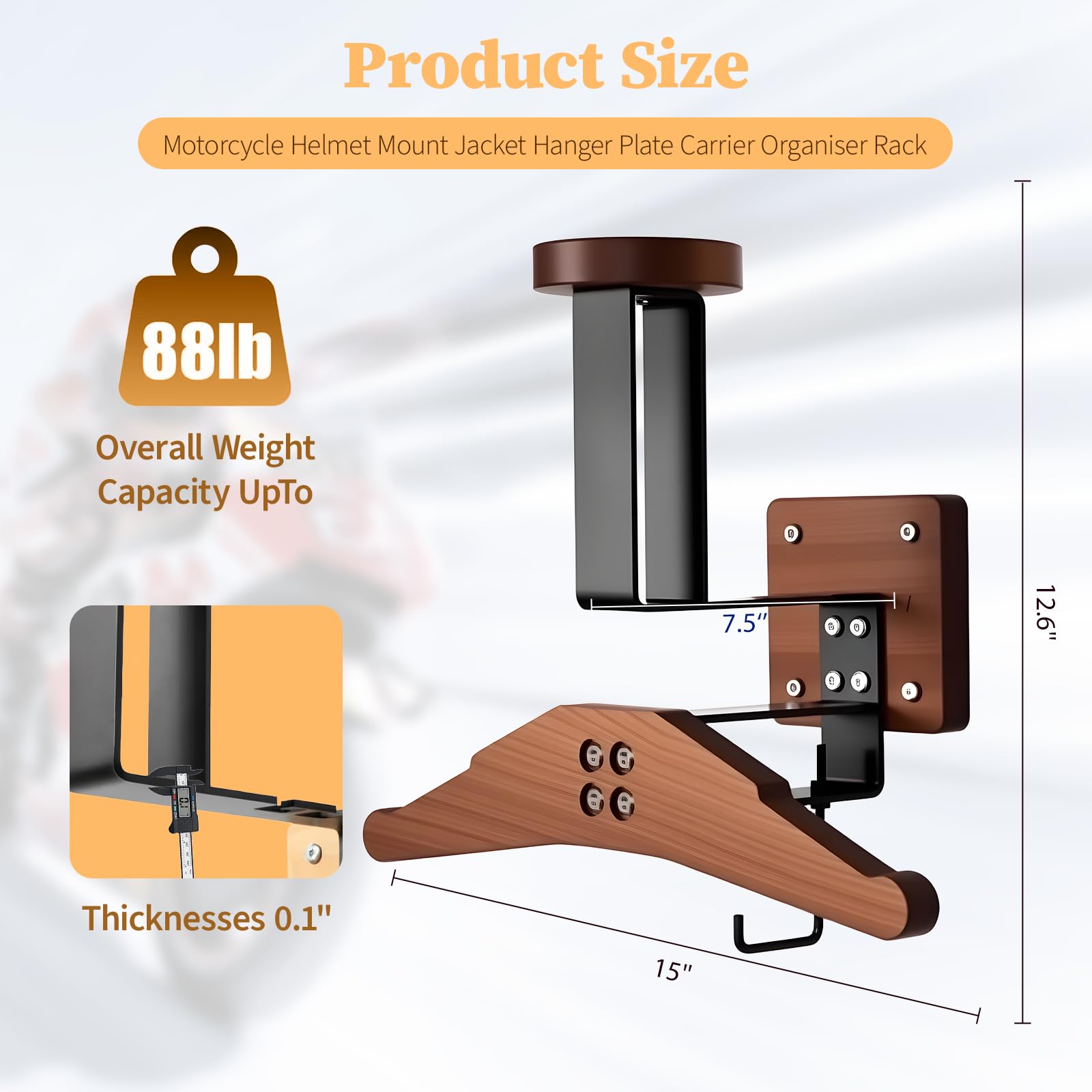 Motorrad Helm Halterung Wand,Helm Wandhalter,Helmaufhänger,Platzsparend,Jacke Kleiderbügel Platte Carrier Organizer Rack,für Taktische Weste,Baseball,Perücke