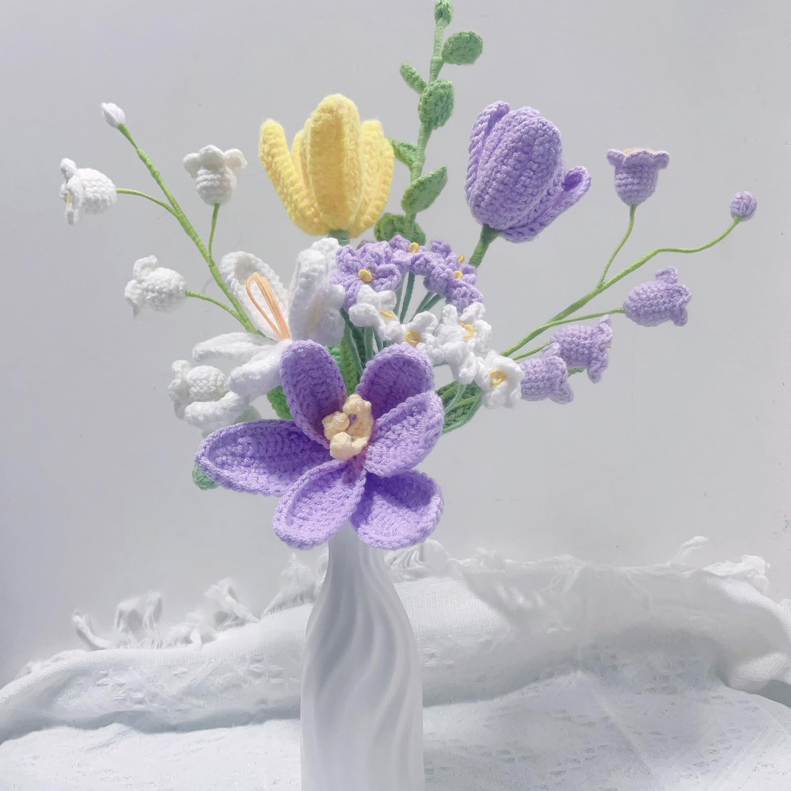 Amazon.com: Lioying 9 Pcs Crochet Flower Bouquet Home Décor Flower