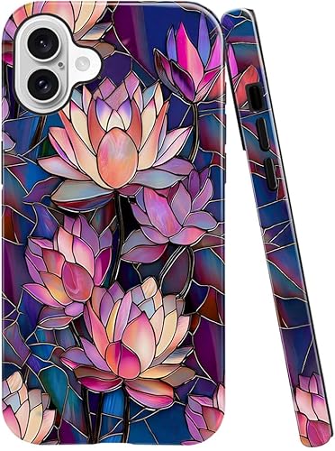Miniatura 27 de Funda TnXee Compatible con iPhone 15 Pro Max, Funda híbrida brillante de 2 capas para prevenir caídas para niñas y niños, Flor de vidrio manchado