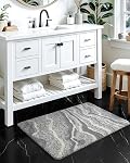 DEXI Mat de salle de bain souple Absorbant, 24x36 Rug de bain antidérapant, Baignoire en peluche lavable pour plancher de douche, Tub, Évier, Gris