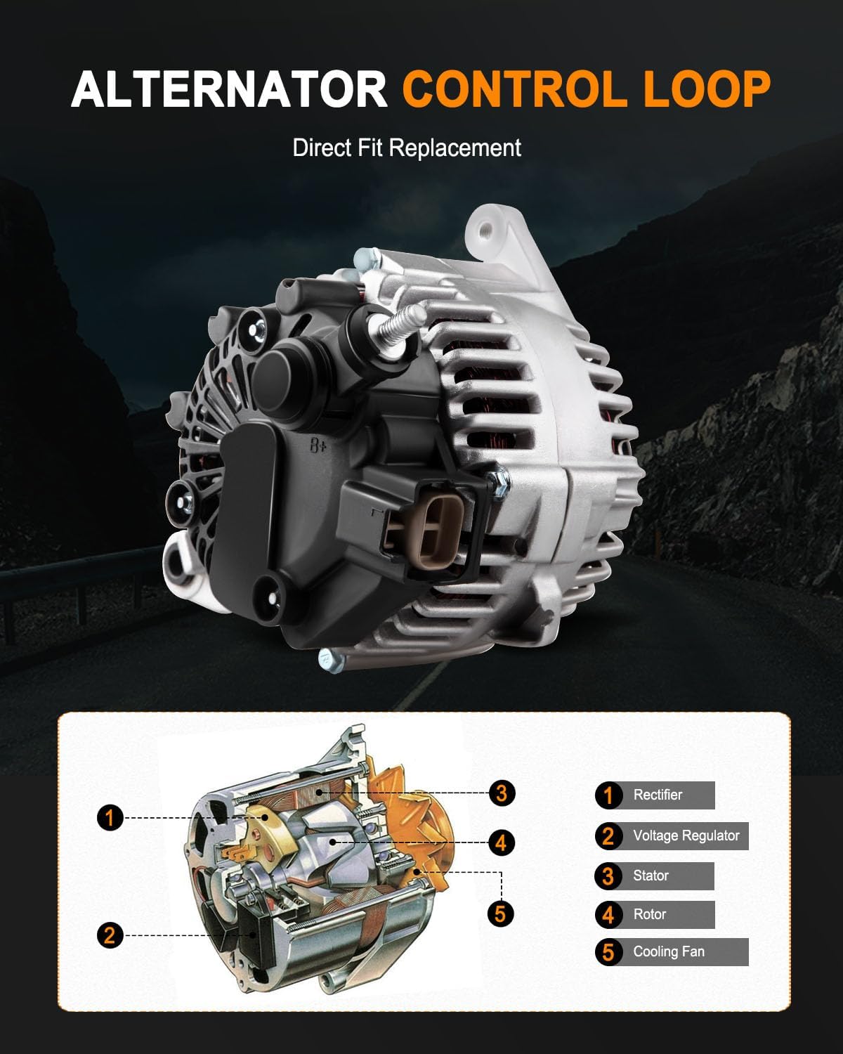 New Alternator Fit for 2005-2006 for Hyundai Santa Fe 2005-2006 for Kia Optima 2005-2008 for Hyundai Tiburon 2005-2009 for Hyundai Tucson 2005-2006 for Kia Optima 2.7L, Replace OE 11188