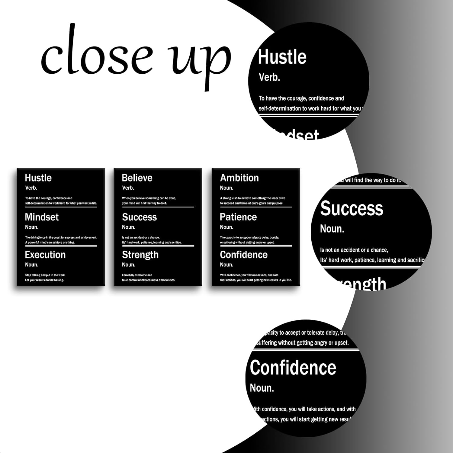 Inspirational Canvas Wall Art 3 Piece Quotes Success Entrepreneurs Posters Print Office Decor Picture Painting Artwork for Office Bedroom Bathroom Wall Picture Ready to Hang [36''W X 16''H]