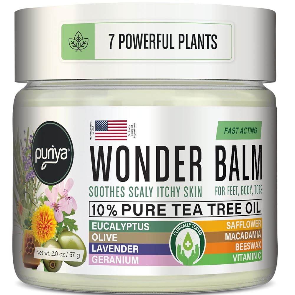 Tea Tree Oil Balm, Extra Strength, Pair Well with Jock Itch Cream, Spray, Athletes Foot, Ringworm Cream for Human, Rash Cream, Fast Acting for Dry, Itchy Skin, Plant Powered Wonder Balm