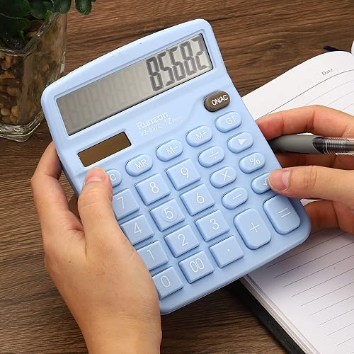 Miniatura 6 de PATIKIL Calculadora de escritorio, pantalla LCD grande de 12 dígitos, calculadora electrónica, batería solar, doble potencia, para escritorio de