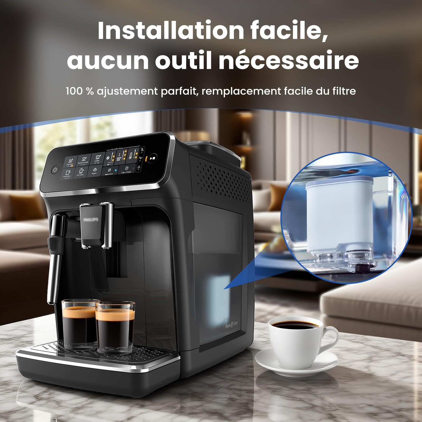 Lot De 2 Filtres à Café Compatibles Avec Le Filtre à Eau Philips Aquaclean Ca6903 Aqua Clean Pour Machines A Cafe Entierement Automatiques Filtre Anticalcaire Dedie 92005184