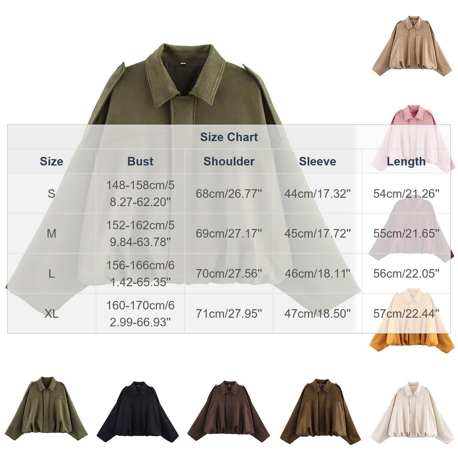 Wildlederjacke Damen Kurz Lederjacke Bomberjacke Oversized Übergangsjacke Mode Cord Jacke Revers Bikerjacke mit Fleece-Futter Motorradjacke Frühjahr Herbst Kunstwildleder Pilotenjacke Suede Jacke