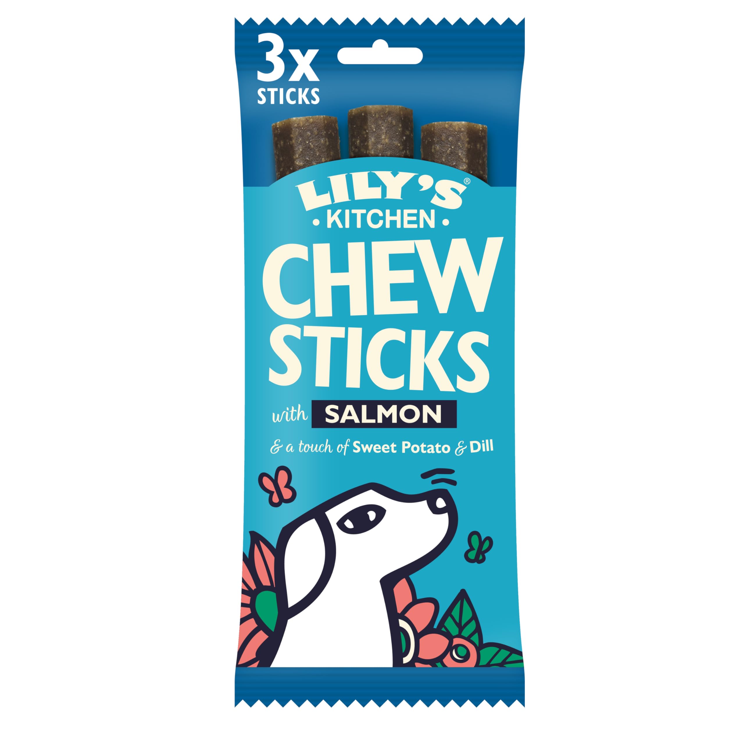 Lily's Kitchen Chew Sticks with Salmon - Grain Free Natural Dental Dog Treats (10 Packs of 3 Chews)