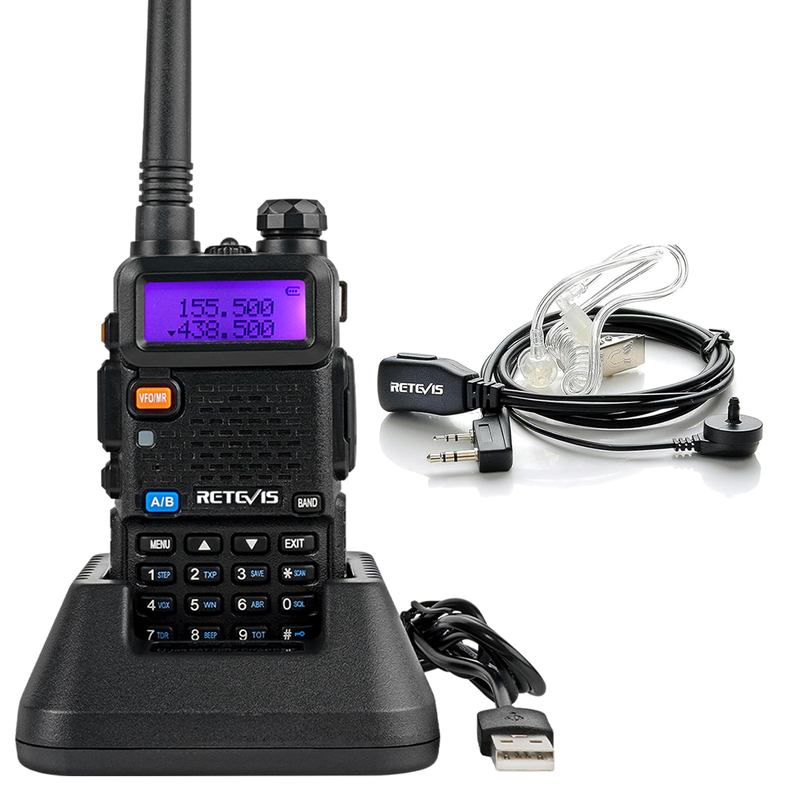 Retevis RT5R Walkie Talkie Largo Alcance, Doble Banda Emisora Radioaficionado, Chirp, 128 Canales Emisora, FM, Type-C, Walkie Talkie Profesional para Alarma de Emergencia(Negro, 1 Pieza) — view 10
