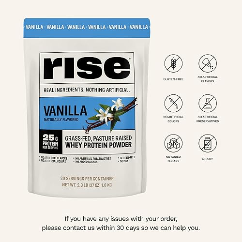 Miniatura 3 de Rise Proteína de suero de vacas alimentadas a pasto en polvo - Vainilla  25g de proteína sin sabores artificiales, colores ni conservantes - Sin