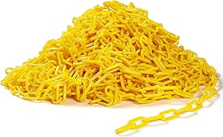 200ft Plastic Barrier Chain Yellow Plastic Chain Links Weatherproof Safety Link Crowd Control Barriers Garden Fence Decoration (1 Piece)