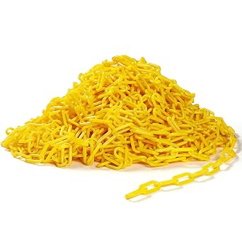 Vicenpal 200ft Yellow Plastic Chain Links, Plastic Safety Chain Barrier Weatherproof UV Resistant for Crowd Control, Driveway, Parking Lot, Garden, Fence, and Event Decoration 1 Piece