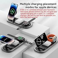 Vista 3 de 3 in 1 Fast Wireless Charger Stand for iPhone, Foldable Travel Charging Station for Magsafe for iPhone 17/Air/16/15/14/13/12 Series, Apple Watch