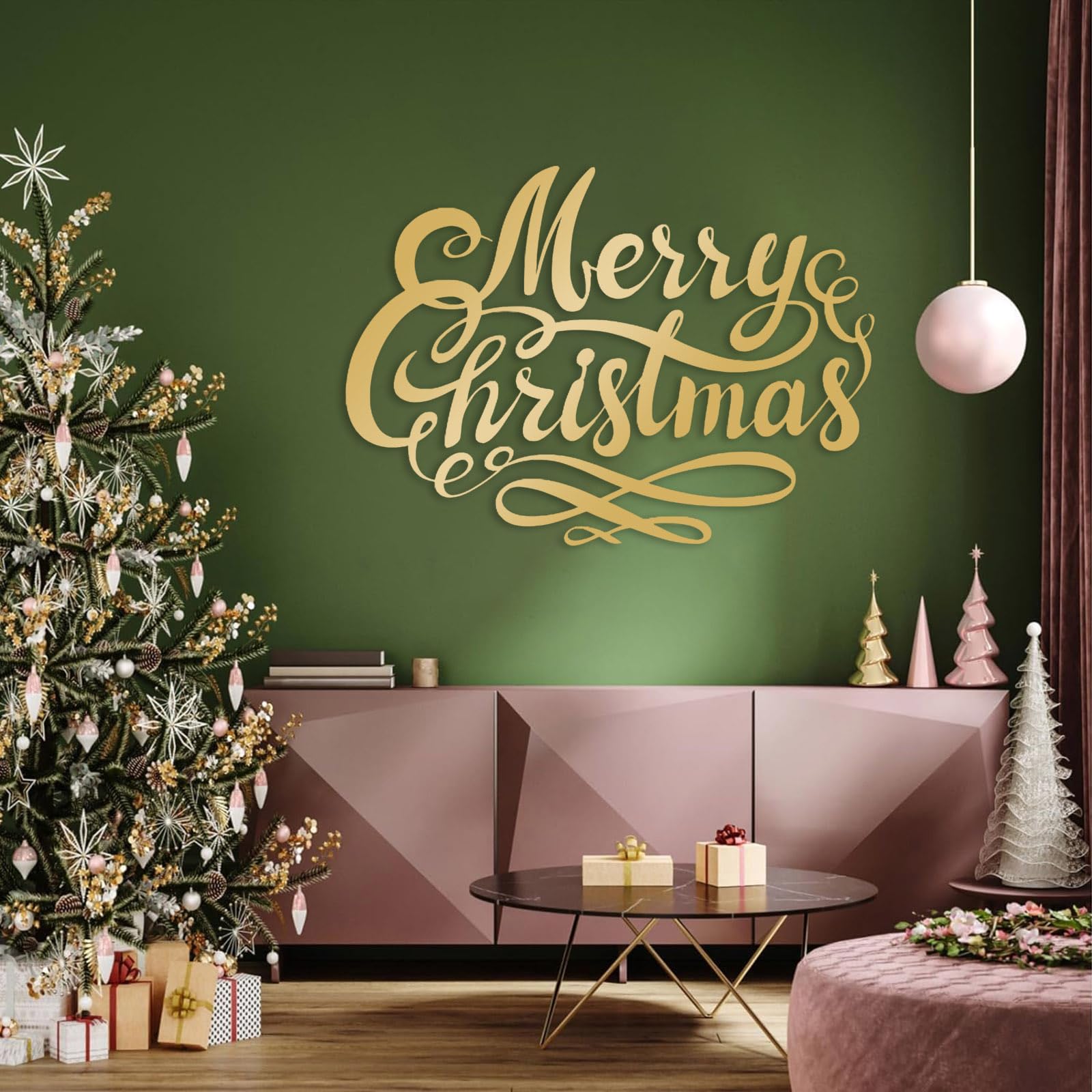 Décoration Murale - Joyeux Noël, Lettres décoratives de Noël, décoration de Noël Style Ferme (Noir, 76 x 55 cm)
