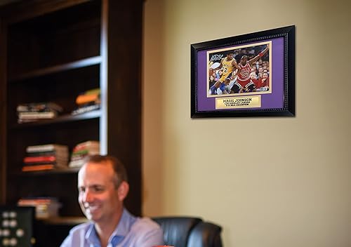 Miniatura 2 de Magic Johnson Autographed Los Angeles Signed Basketball 8x10 Framed Photo vs Michael Jordan Beckett COA