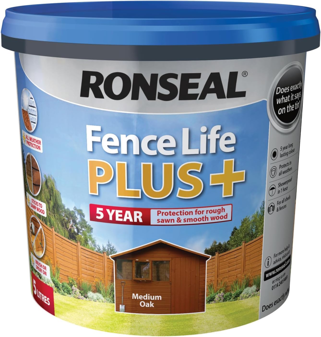 5L, Medium OakPlus Wood Treatment, Weather-Resistant & Protective Wood Preserver for Long-Lasting Finish