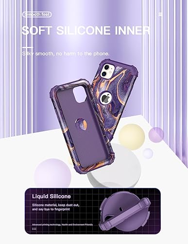Miniatura 4 de LONTECT Funda para iPhone 11 con purpurina brillante 3 en 1, a prueba de golpes, resistente, de cuerpo completo, resistente funda protectora para