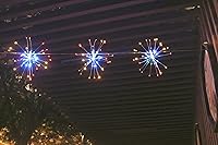 Vista 5 de Luces remotas de alambre de cobre de fuegos artificiales, 4 conexiones en total 480 luces LED en forma de explosión de estrellas, luces parpadeantes