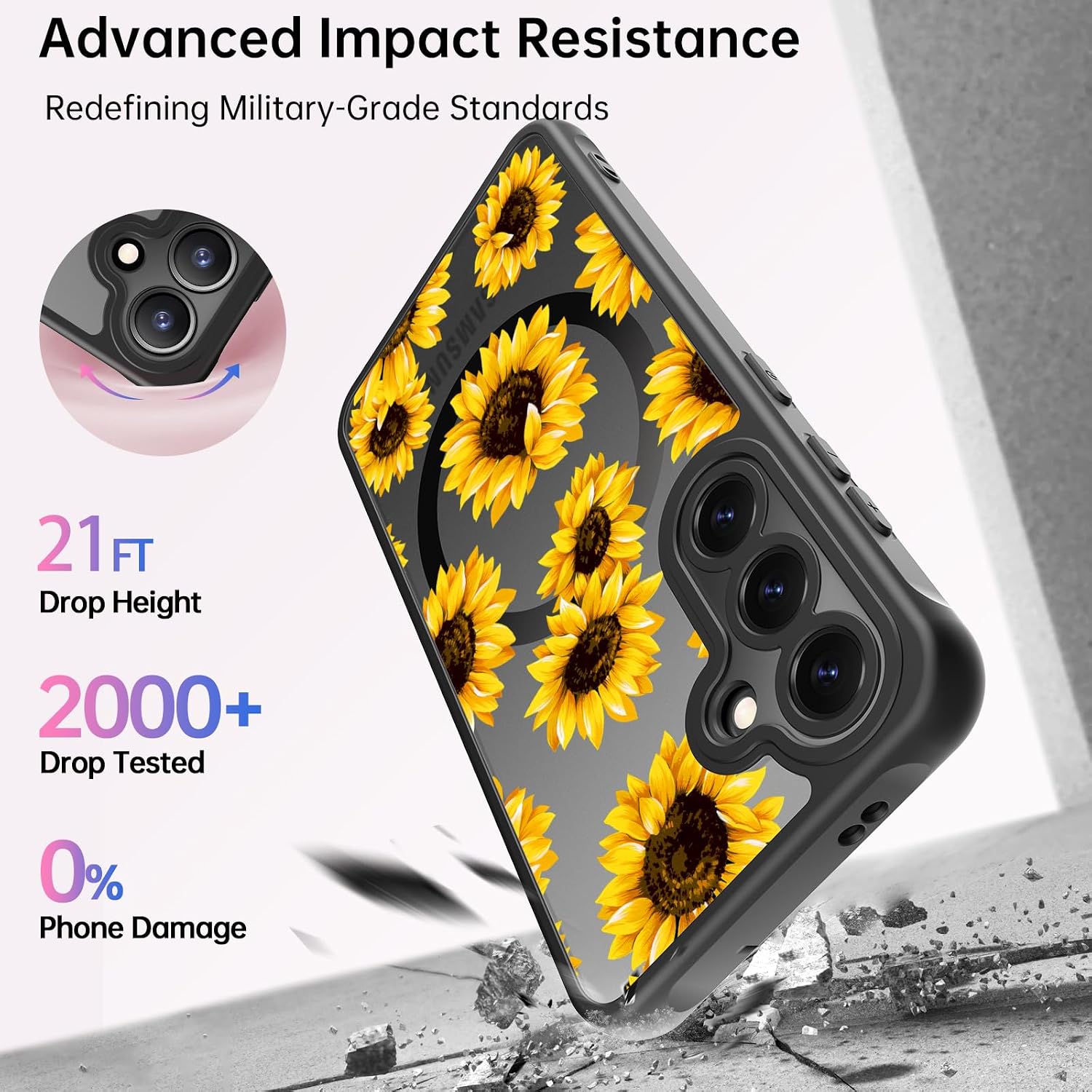 FUNMIKO for Samsung Galaxy S26 Case,Cute Floral,Matte Acrylic Cover image 4