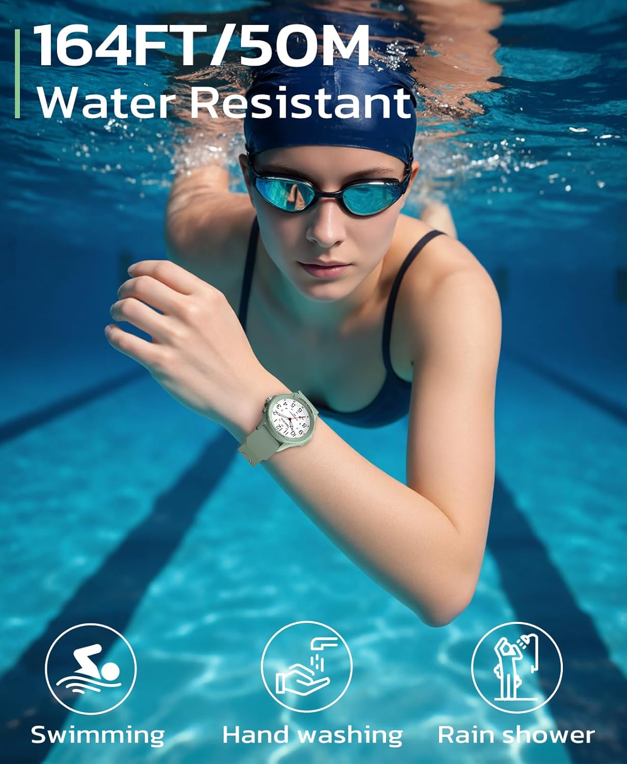 Watch for Men Women Big Face Classic Analog Quartz Sports Backlight Unisex Waterproof Nurse Watch for Medical Army Military Time with Second Hand Easy to Read Casual Wristwatch - Image 3