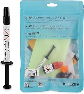 Keramik Reparatur Set für Bad & Küche – KERASYS ECO KIT – Farbton: Star White – Komplettes Set für Ausbesserung von Keramik, Fliesen, Porzellan und Emaille