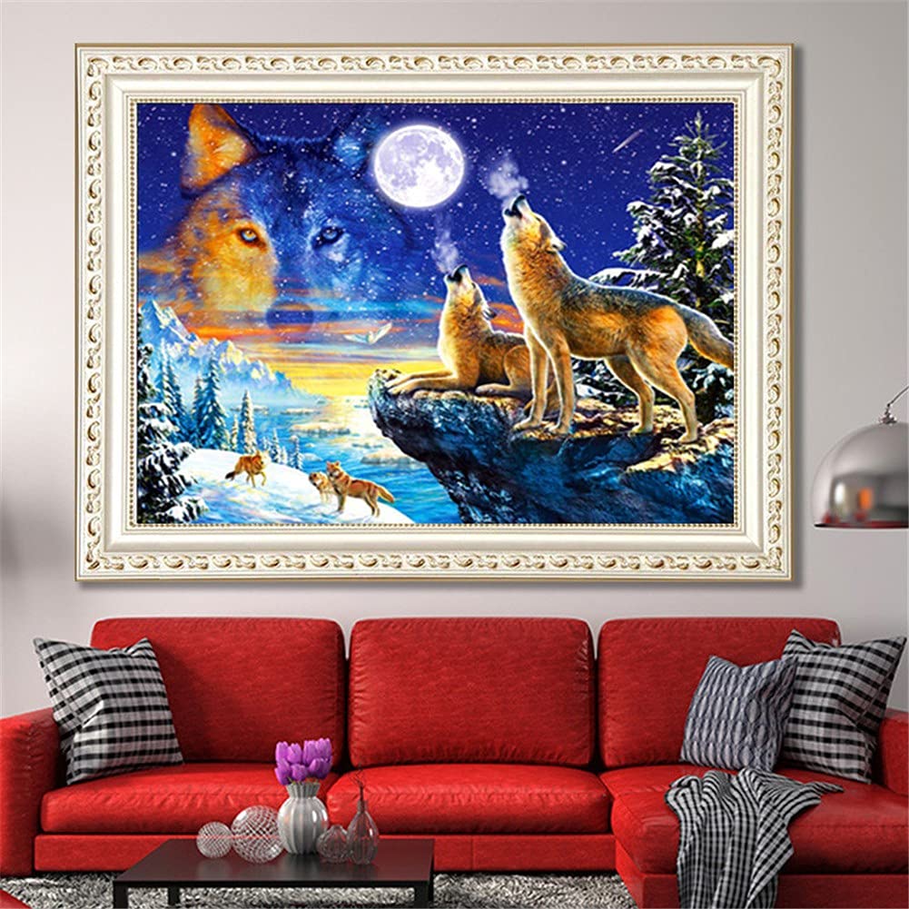 Peinture diamant loup kit 5D complet aux détails étincelants d'artisanat