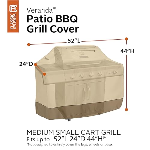 Miniatura 17 de Classic Accessories - Cubierta Veranda para asador/parrilla de BBQ resistente al agua de 72 pulgadas, color caqui con café (Pebble)