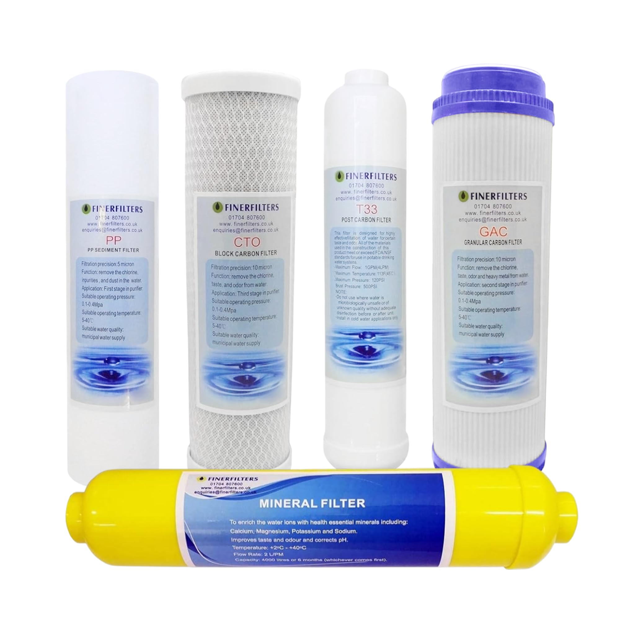 Finerfilters Osmosis inversa doméstica de 6 etapas, paquete de filtros de repuesto