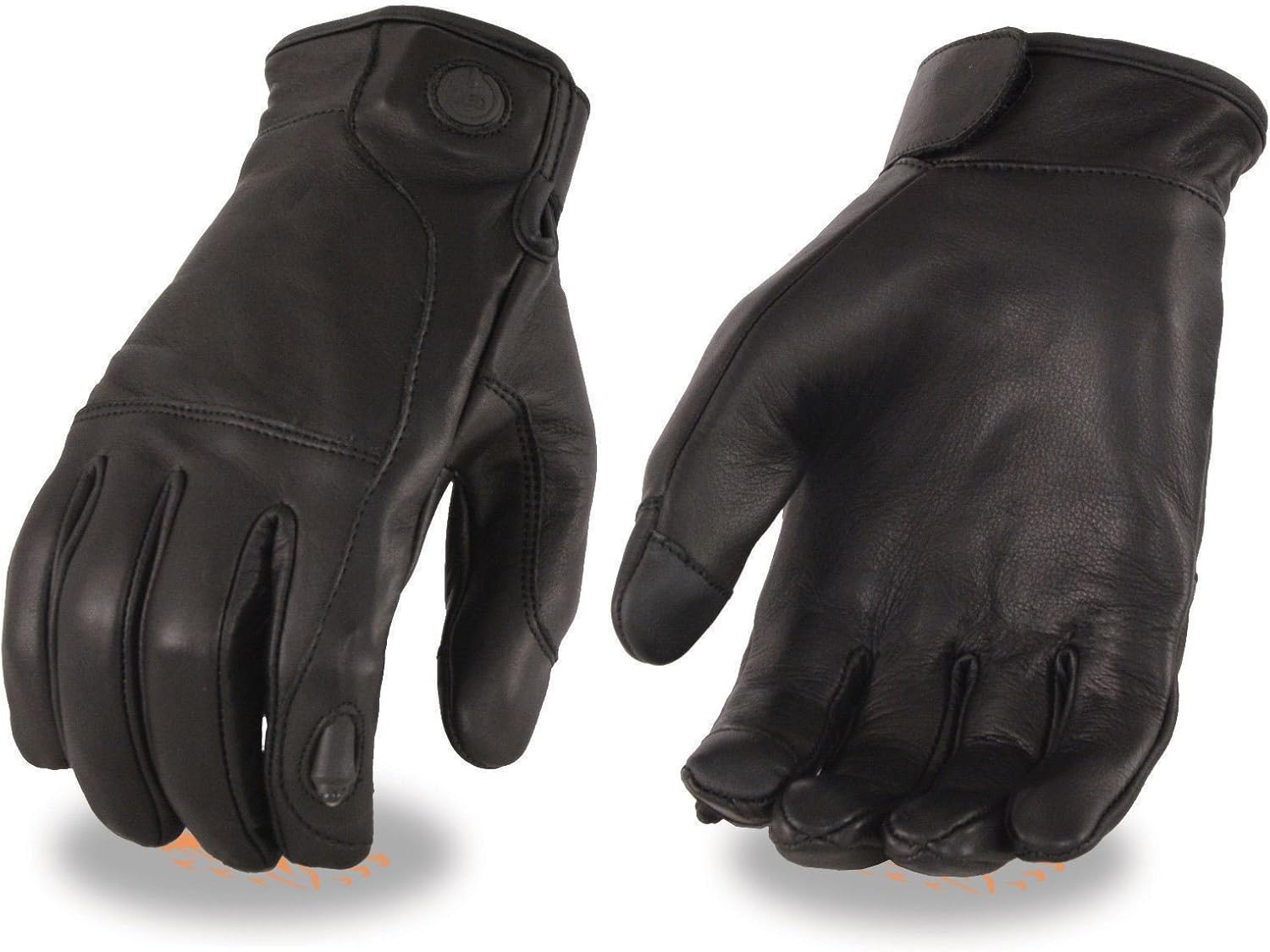 Milwaukee Motorcycle Men's Led Finger Lights Blk Leather Gloves with Touch Screen Fingers