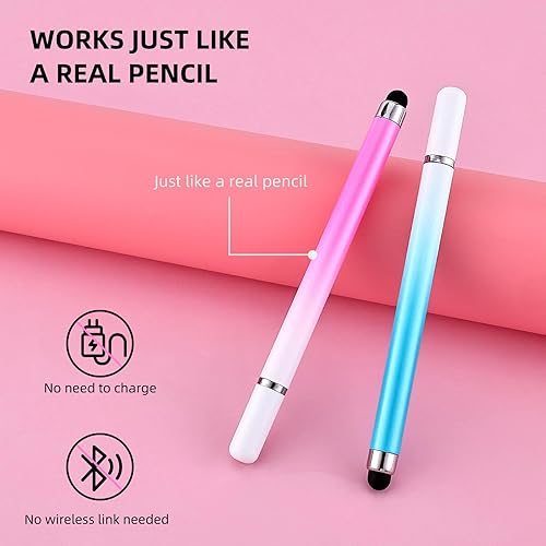 Miniatura 2 de Amaxiu Lápiz óptico 2 en 1 para pantallas táctiles, 3 lápices con disco transparente y punta de silicona, lápiz capacitivo de alta sensibilidad,