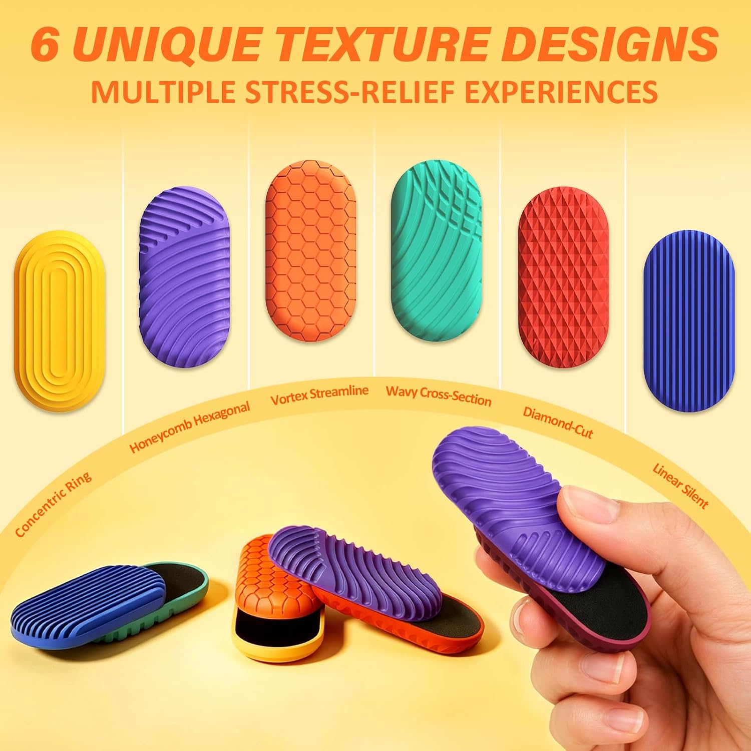 Magnetic Fidget Toys Adults, 6 Pack Silicone Sensory Stone Sliders for Teens Autism, Anxiety & ADHD, Classroom Prizes Must Haves, Office Desk Portable Travel Fidget Gifts Stocking Stuffer (Multicolor) image 3