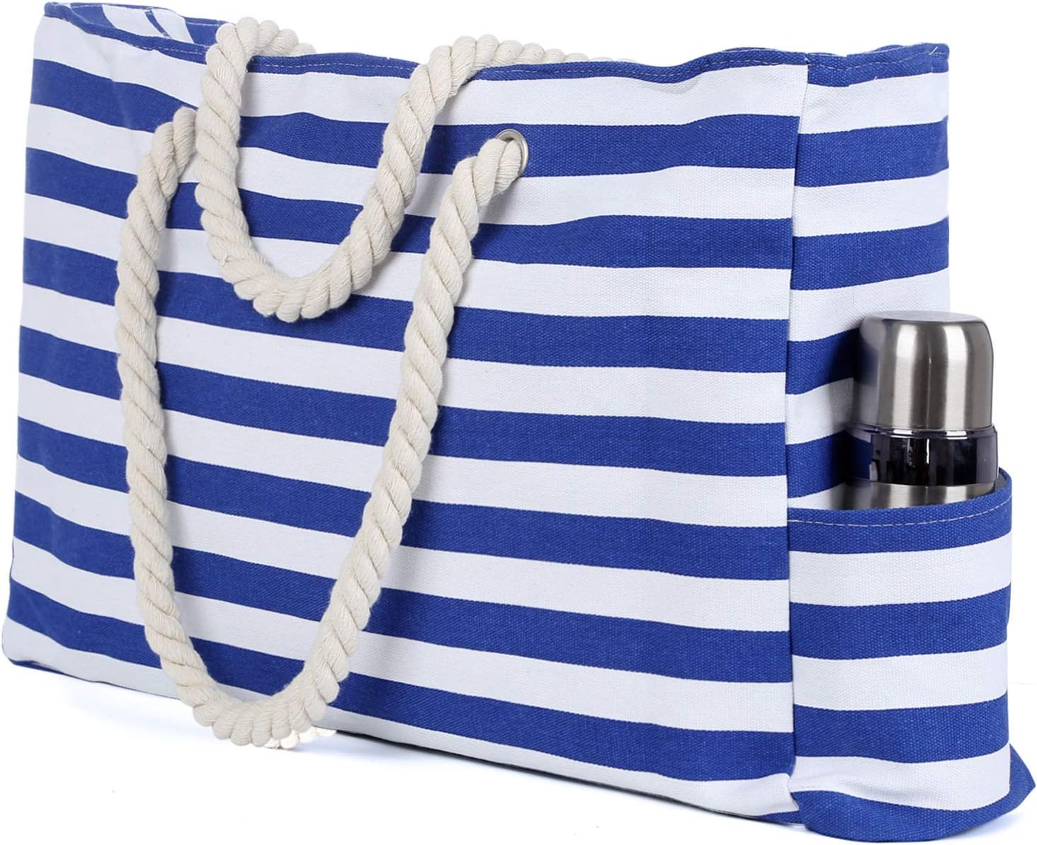 Beach Bag, Large Beach Tote Bag with Zipper, Pocket and Waterproof Case