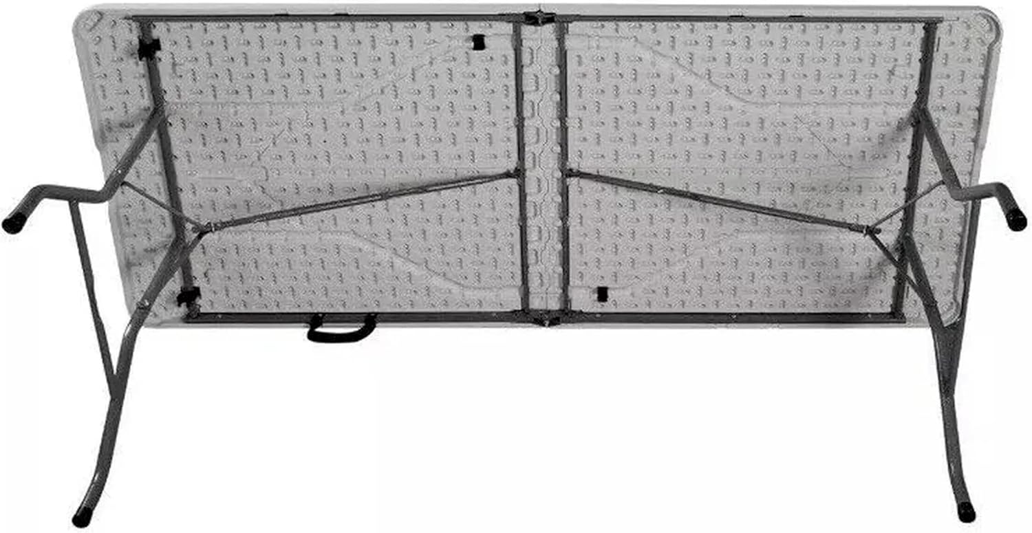 6 Foot Centerfold Folding Table, 6ft Plastic Foldable Table for Outdoor and Indoor, Portable Party Long Table, Collapsible Camping Table (White)