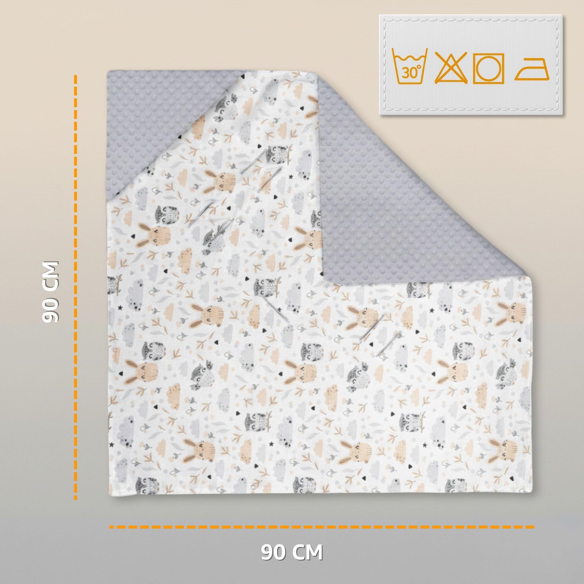 Sacco ovetto coperta invernale 90x90 cm - universale lavabile copertina per passeggino bebe per seggiolino auto bambino o swaddle neonato 0-6 mesi Oeko-Tex Gufo Grigio Chiaro