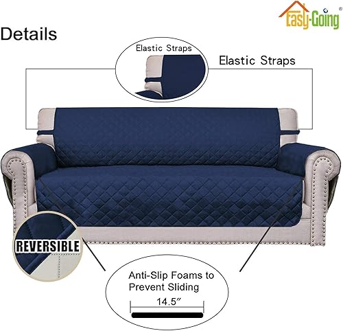 Miniatura 226 de Easy-Going - Funda reversible sobredimensionada para sofá de 3 cojines, protector de muebles resistente al agua con tubos de espuma para perros Gris