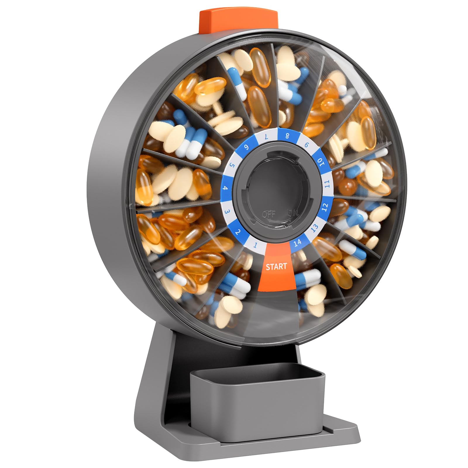 Daviky Großer pill dispenser - Tablettenbox 14 tage Druckknopf-Design