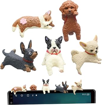 Computer Monitor Decor 5PCS Cute Funny Mini Dog Figurines Plastic Car Dashboard Accessories Computer Decorations Monitor Decor Mini Dog Figurines