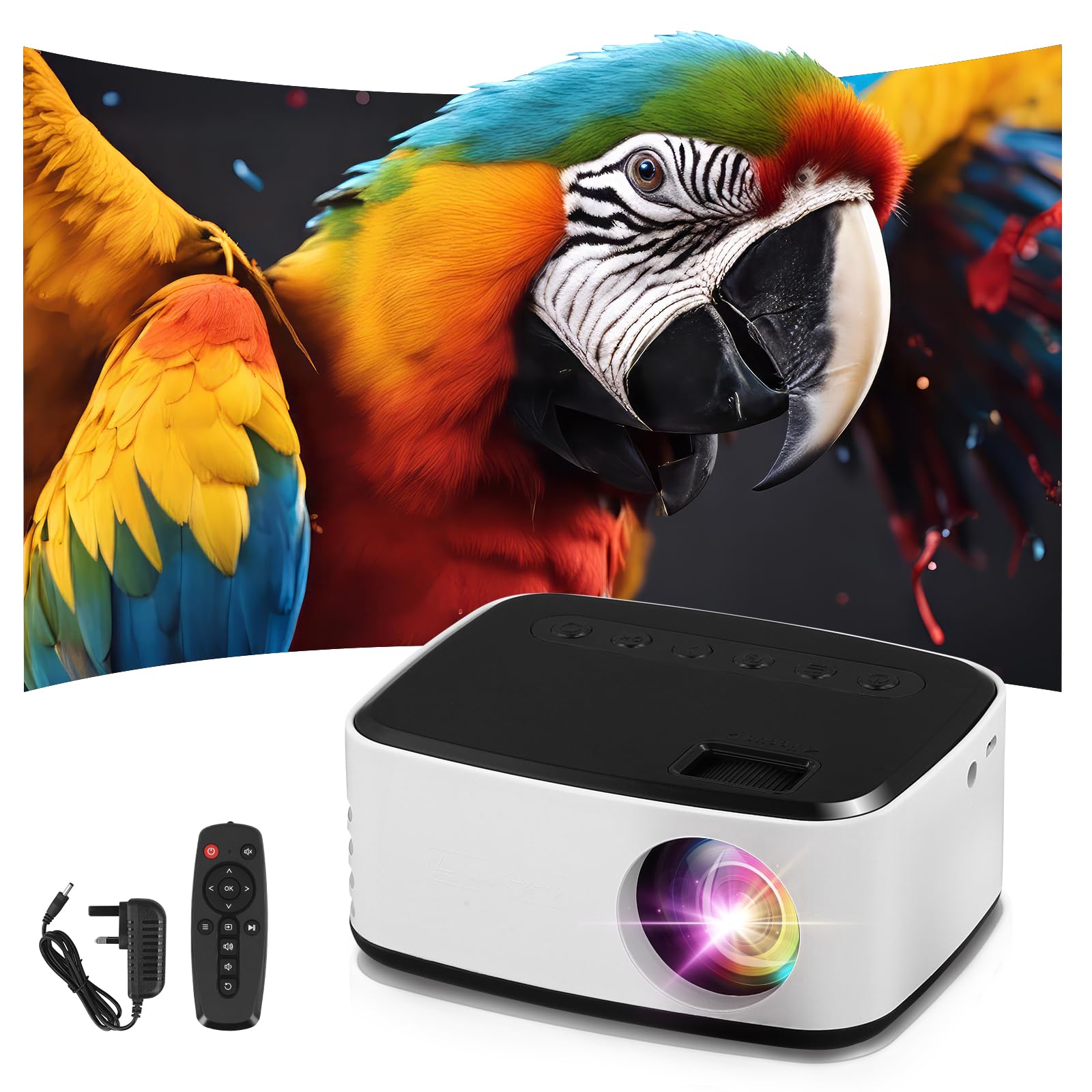 Beamer Native 1080P Full HD Projektor Offizielles mit Sprachsteuerung Tragbarer Mini Beamer Riesenbildprojektion Drahtlose Bildschirmspiegelung für Smartphone Tablet