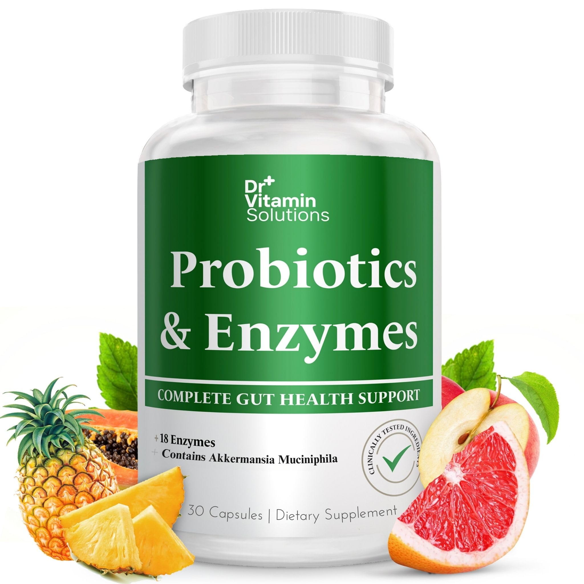 DR VITAMIN SOLUTIONS GLP-1 Support Enzymes, Pre & Probiotics for Digestive Health, Berberine Weight Loss Support, Akkermansia Muciniphila for Women & Men | Gut Health, Bloating Relief, 30 Ct