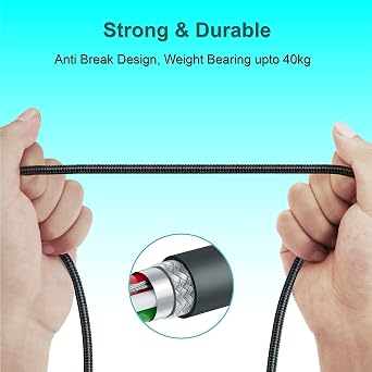 Android Charger Cable, Fast Charging Cable Nylon Braided Micro USB Cable Compatible with Samsung, for HTC, for Nokia, for Sony,for Motorola and More-Black (2M)