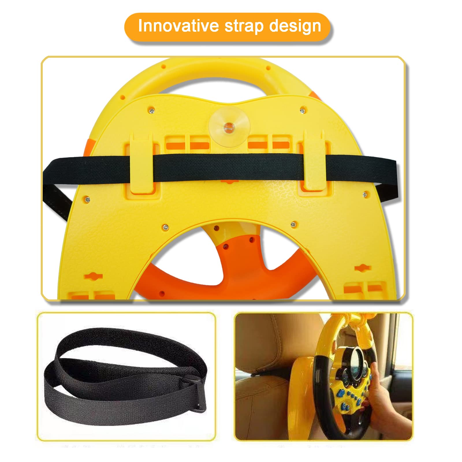 RedCrab Giocattolo del Volante per Bambini, 360° Rotazione Controller Portatile Simulato con Suono e Musica, Simulatore di Guida Regalo Educativo Precoce per Bambini Ragazzi e Ragazze (Nero)