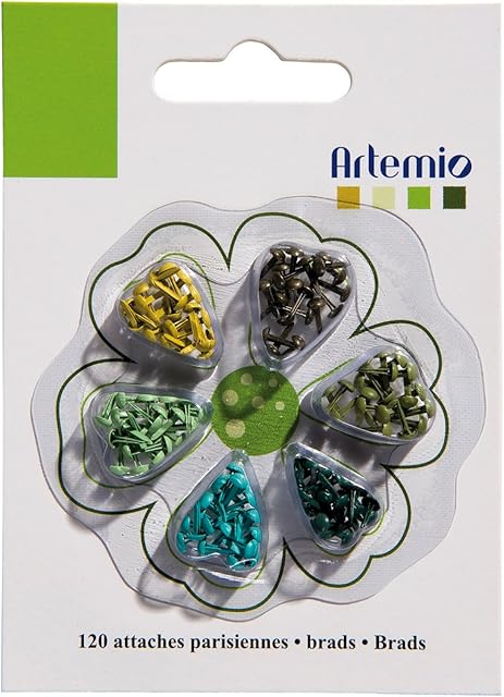 Artemio 120-Piece Mini Brads, Green