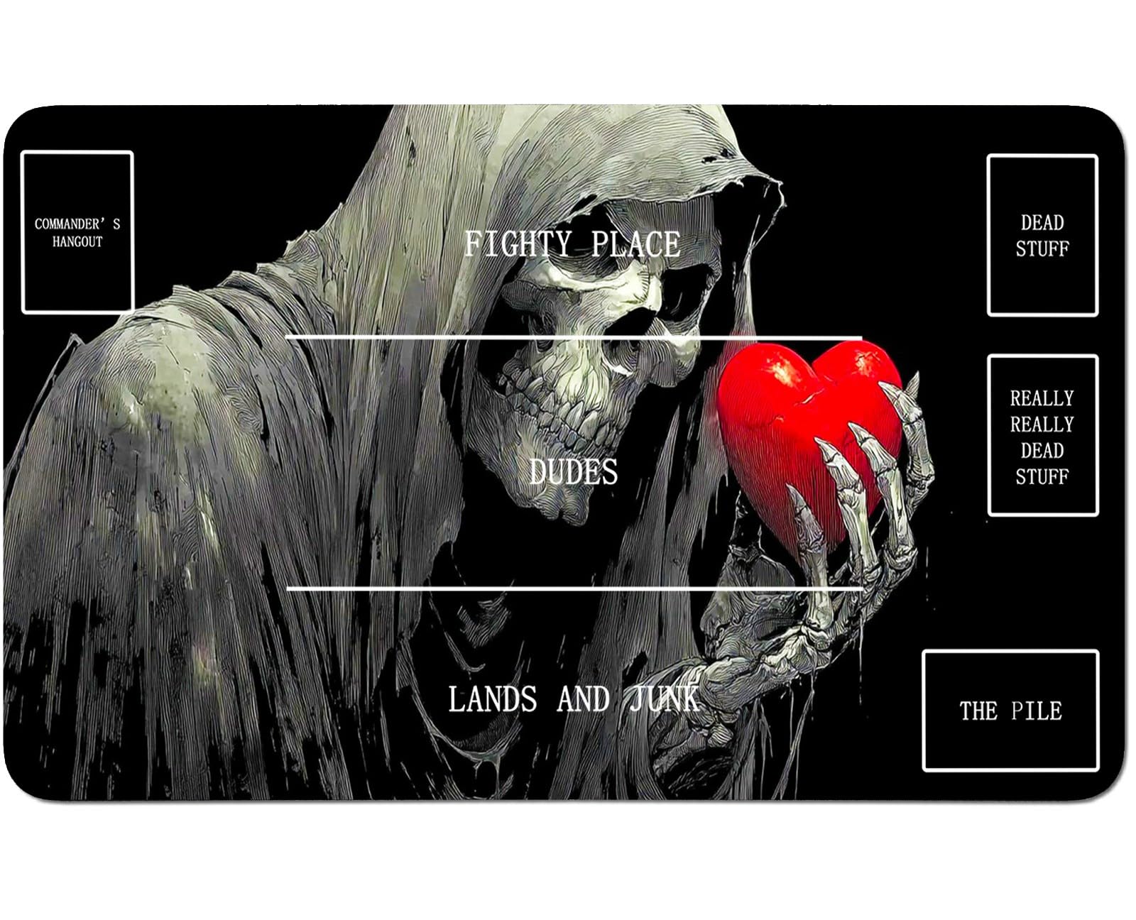 RWUTYTIUL for MTG Card Playmat 24 X 14 Inch with B Zone, Stitched Play Mat for Commander Board TCG RPG CCG Game Desktop Tablet Mouse Pad for Playing Accessories, Love Skull