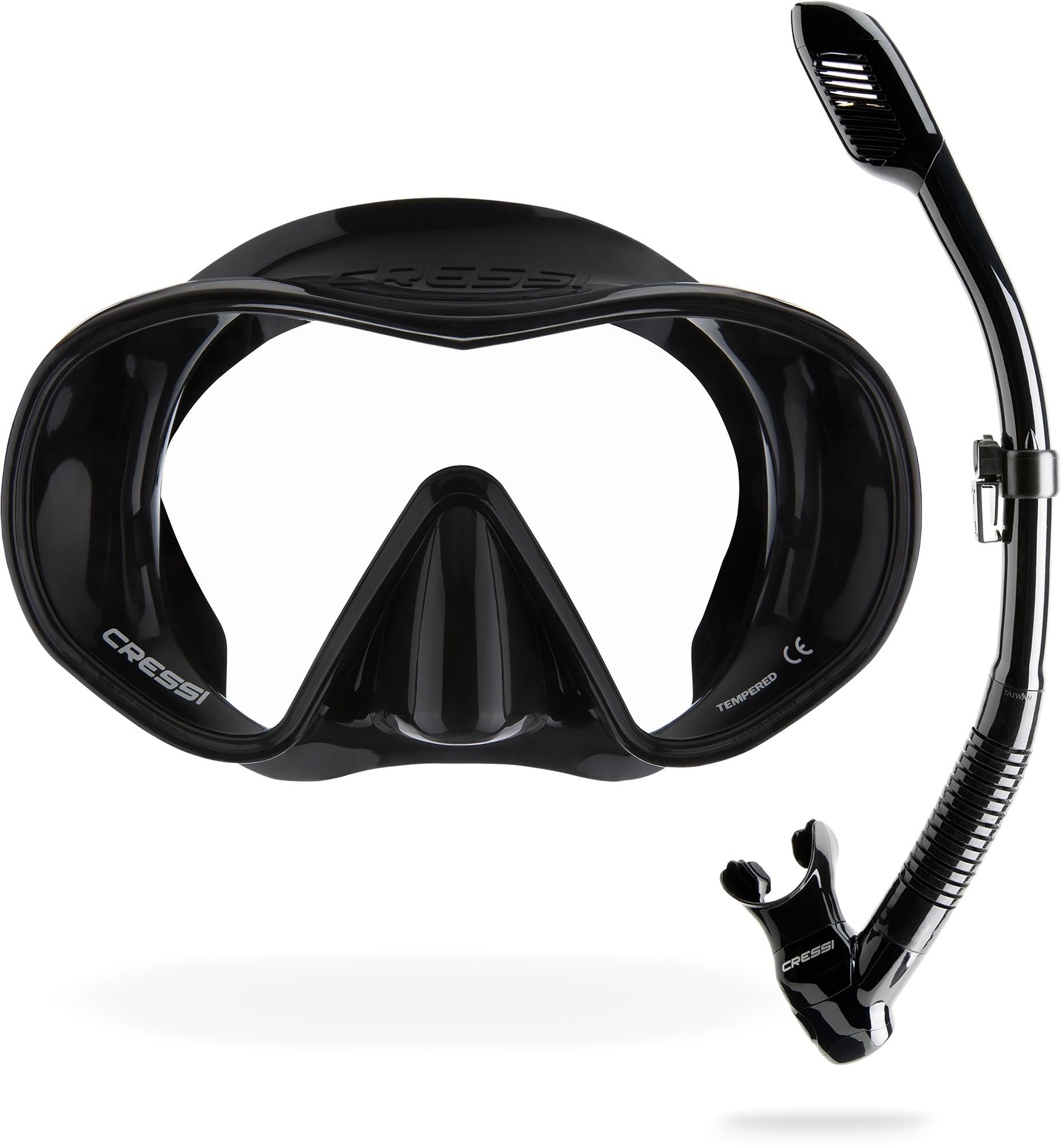 CRESSI F-Dual+Supernova Dry-Schnorchel Kombi Set_Schwarz/Schwarz
