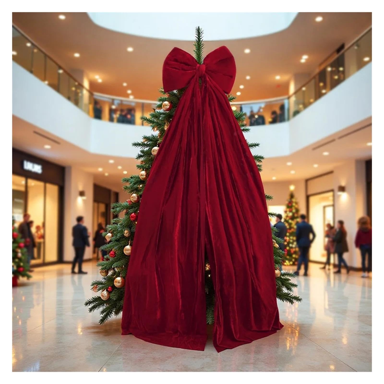 Gran Lazo Terciopelo Rojo Vino 80-200cm Árbol Navidad Boda Decoración